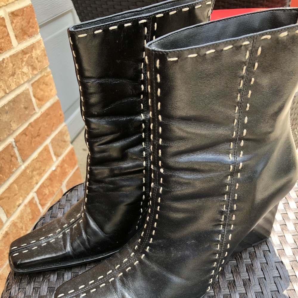 COPY - Diba leather wedge boots. Size 8. Worn once